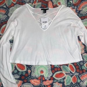 White cropped long sleeve